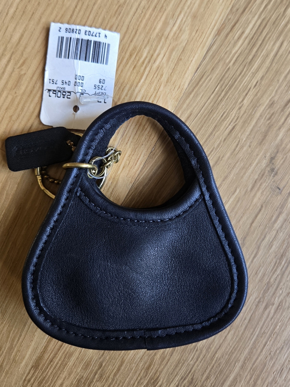 Black Leather Keychain Bag Charm - Coach